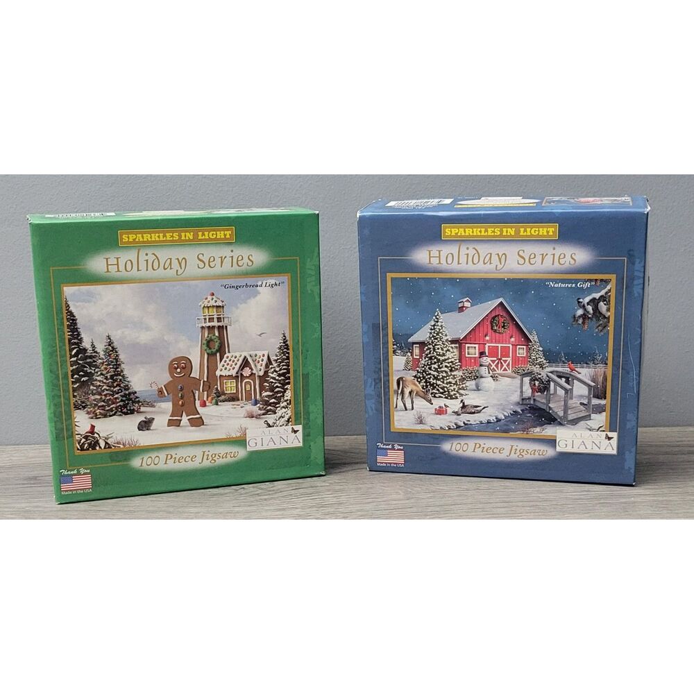Alan Giana Set of 2 Holiday Series Puzzles USA Gingerbread Light Natures Gift‎